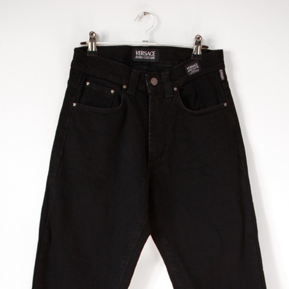 Vintage Versace Jeans Couture Black Denim Pants – High Waisted Designer Jeans, 9 - Picture 1 of 7